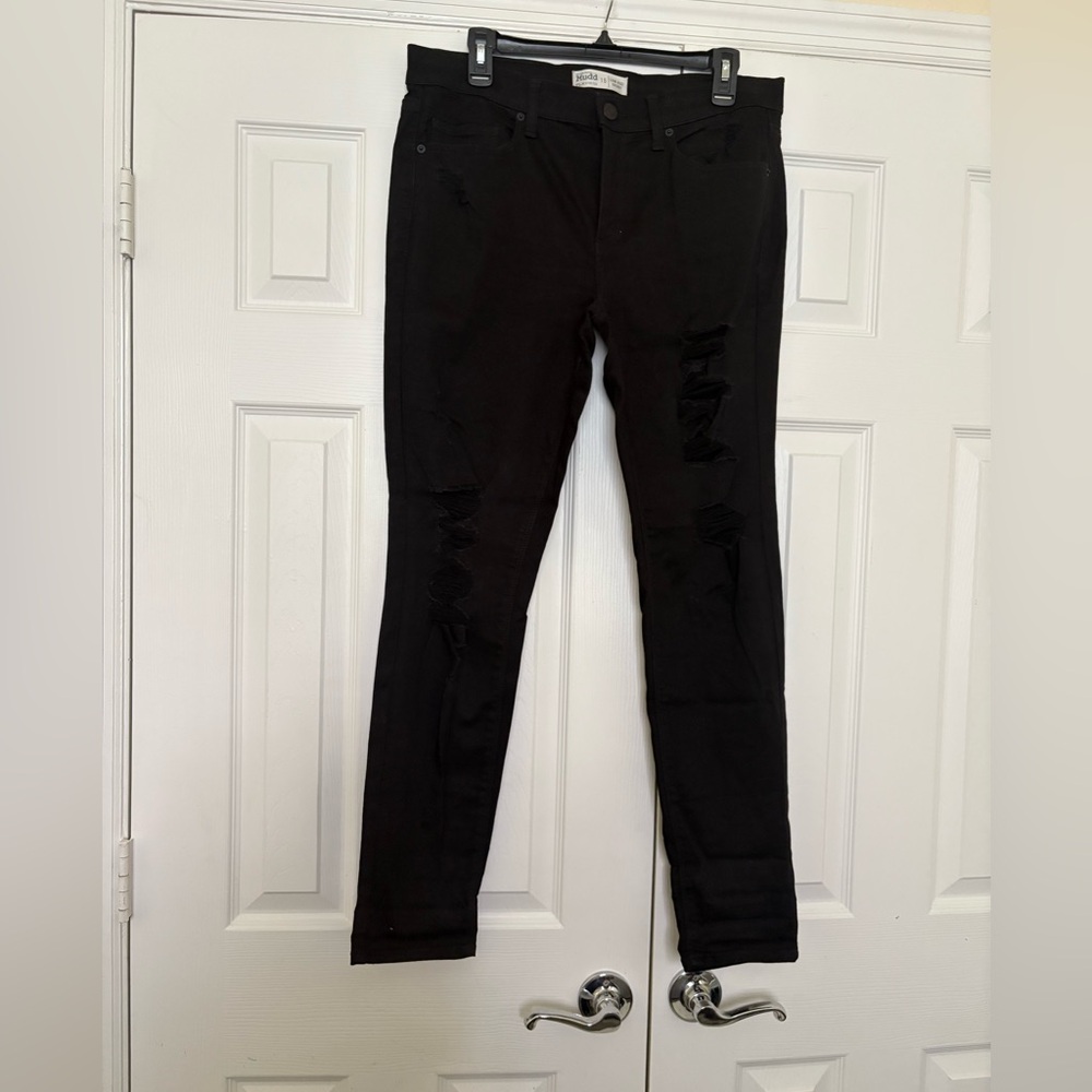 Used black skinny ripped jeans. Mudd. Size 15